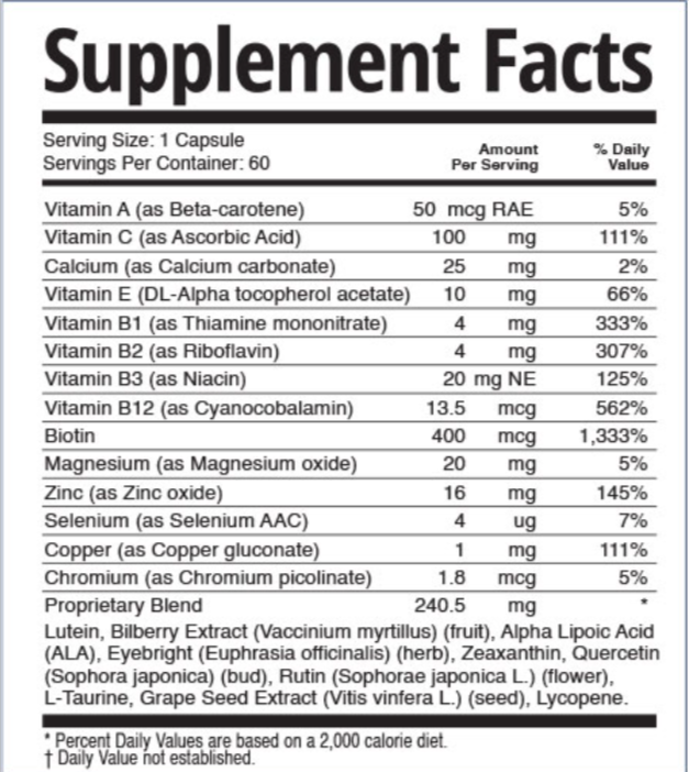 TheyaVue Supplement Facts